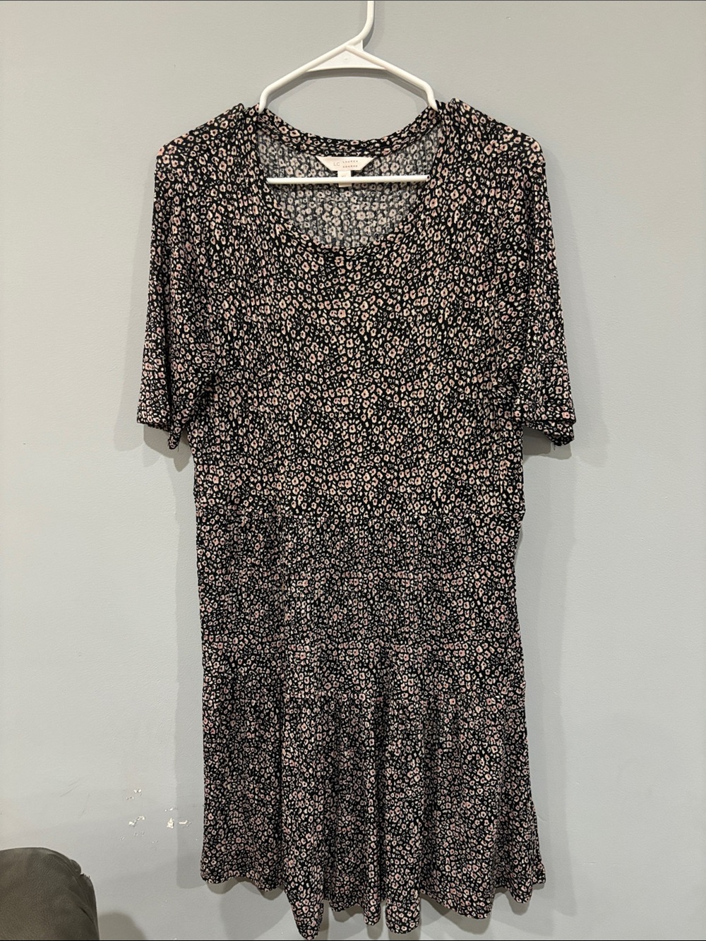 LC Lauren Conrad Black Mini Dress with Pink Floral Print
